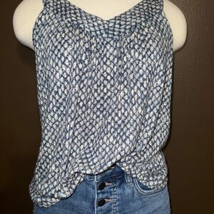 Liverpool Blue and White Patterned Tank Top